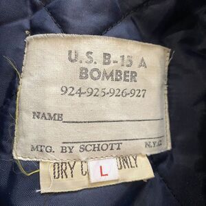 Vintage Schott Military U.S B-15 A Bomber Jacket L 924-935-926-927‎ Navy Blue